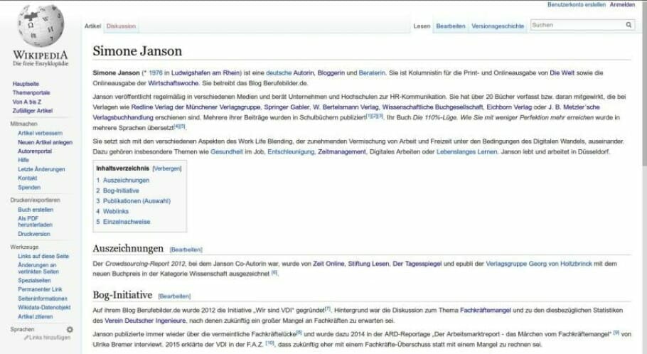 Pressestimmen: WIKIPEDIA-Einträge & Medien-Features