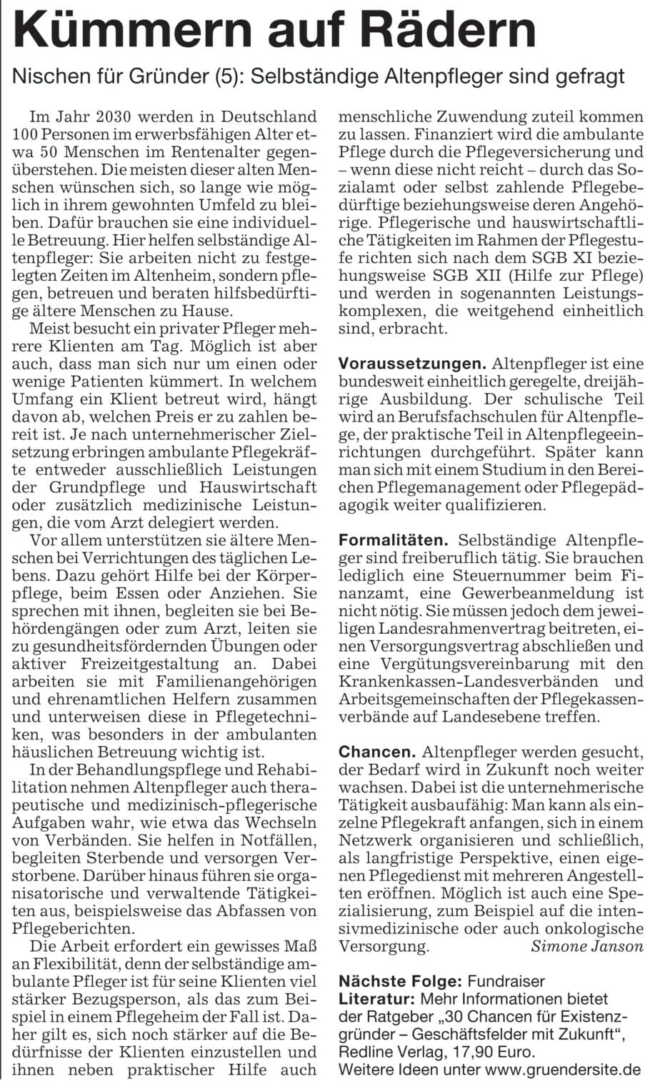 Berufsbild! Gesundheits,- Dienstleistungs- & Pflegeberufe: Marktchancen für findige